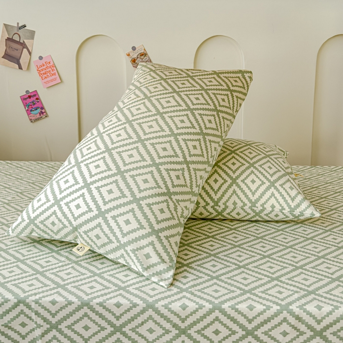 91家纺网 家纺一手货源 找家纺 金丝鸟 2024新款学生款A类全棉老粗布床单 围城 绿