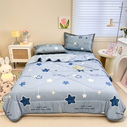 91家纺网 家纺一手货源 找家纺 （总）沐慕 2024新款小清新华夫格印花冰藤夏被四件套