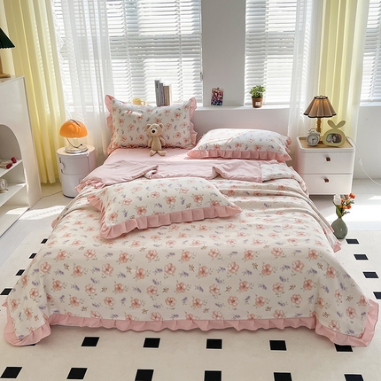 富之航 2024新款时尚舒适泡泡棉夏被四件套倾心