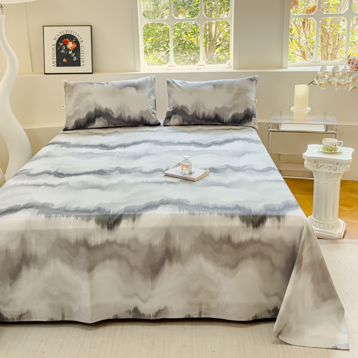 91家纺网 家纺一手货源 找家纺 金丝鸟 2024新款成人款A类全棉老粗布床单 水墨