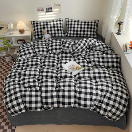 91家纺网 家纺一手货源 找家纺 （总）大柏树 2025新款A类色织全棉水洗棉无印风四件套床单被套枕套