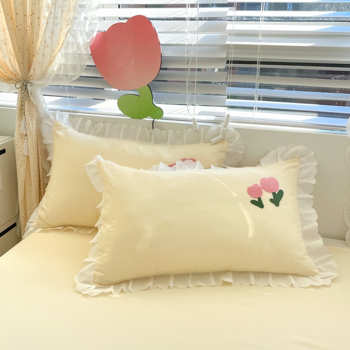 91家纺网 家纺一手货源 找家纺 沐慕 2024新款毛巾绣印花夏被四件套 花花白兔-黄