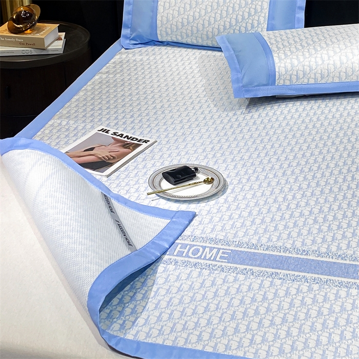 91家纺网 家纺一手货源 找家纺 启程家纺 2024新款A类轻奢600D数码印花冰藤席 迪宝系列 迪宝-蓝