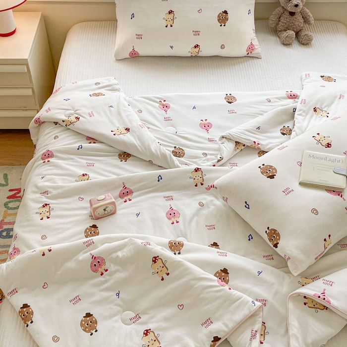 91家纺网 家纺一手货源 找家纺 沐慕 2024新款小清新加厚亲肤针织棉夏被 甜甜圈