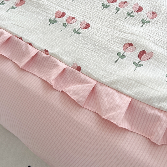 91家纺网 家纺一手货源 找家纺 富之航 2024新款时尚舒适泡泡棉夏被四件套伊梦