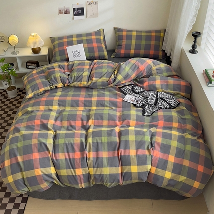 91家纺网 家纺一手货源 找家纺 （总）大柏树 2025新款A类色织全棉水洗棉无印风四件套床单被套枕套