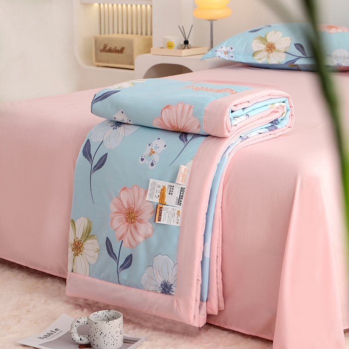 91家纺网 家纺一手货源 找家纺 优布加 2024新款水洗棉大豆被夏被大豆纤维空调被夏凉被 锦棠