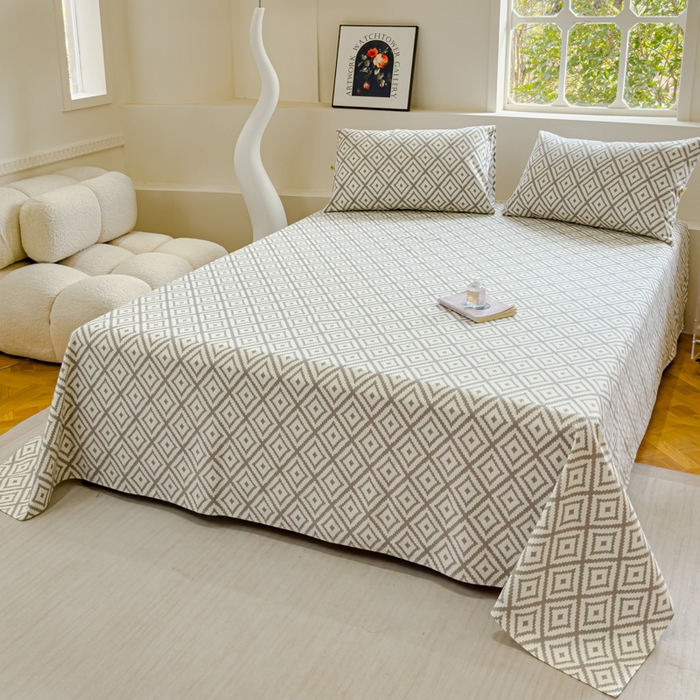 91家纺网 家纺一手货源 找家纺 金丝鸟 2024新款成人款A类全棉老粗布床单 围城 灰