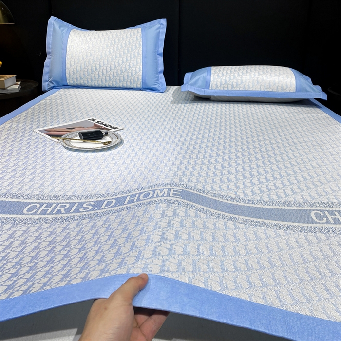 91家纺网 家纺一手货源 找家纺 启程家纺 2024新款A类轻奢600D数码印花冰藤席 迪宝系列 迪宝-蓝