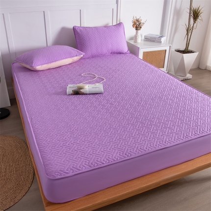 宁一翔2024新款磨毛夹棉床笠三件套纯色单件床笠床垫保护套 紫色