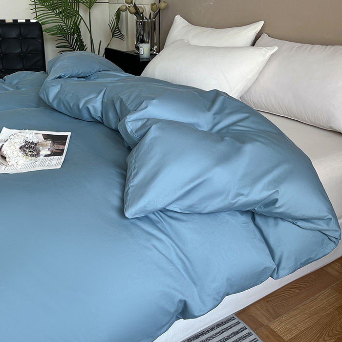 91家纺网 家纺一手货源 找家纺 澳梵2024新款60s全棉纯色单品被套 绅士蓝