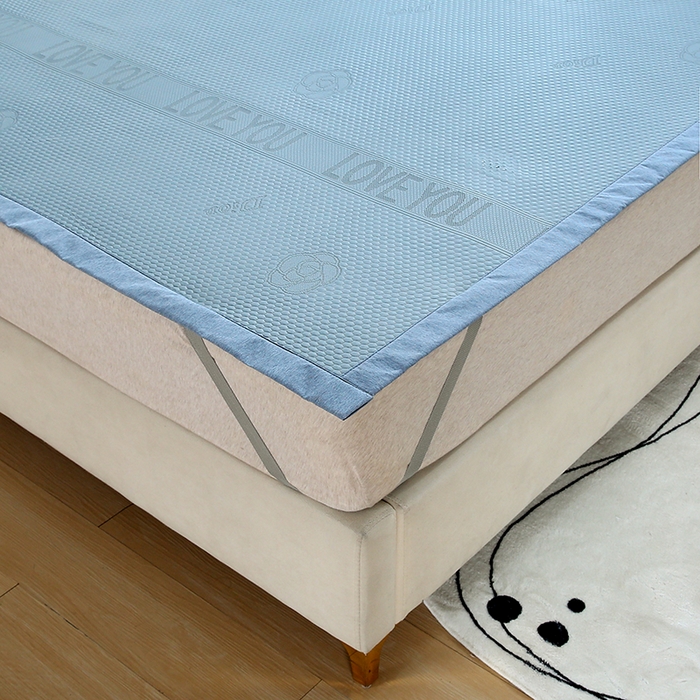 91家纺网 家纺一手货源 找家纺 青雅席业 2025新款抗菌提花凉感丝豆豆席-玫瑰花语系列 玫瑰花语-蓝