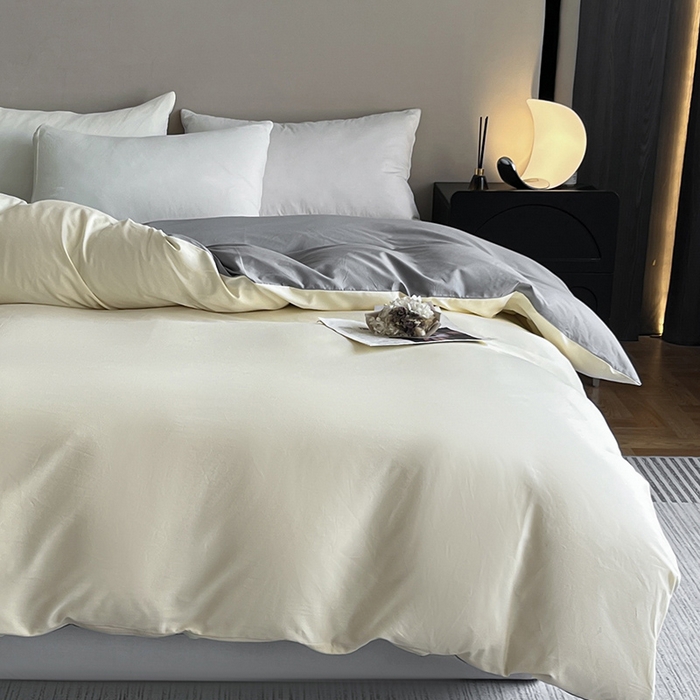 91家纺网 家纺一手货源 找家纺 澳梵2024新款60s全棉纯色单品被套 奶昔白-椰子灰