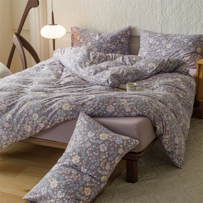 91家纺网 家纺一手货源 找家纺 瑞米家居 2024新款A类全棉针织棉四件套 繁花月夜