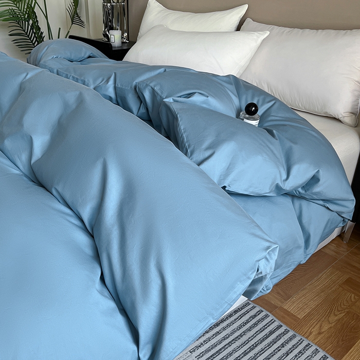 91家纺网 家纺一手货源 找家纺 澳梵2024新款60s全棉纯色单品被套 绅士蓝