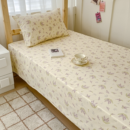 91家纺网 家纺一手货源 找家纺 金丝鸟 2024新款学生款A类全棉老粗布床单 薰衣草