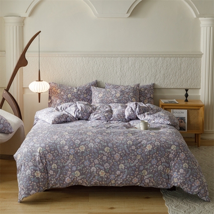 91家纺网 家纺一手货源 找家纺 瑞米家居 2024新款A类全棉针织棉四件套 繁花月夜