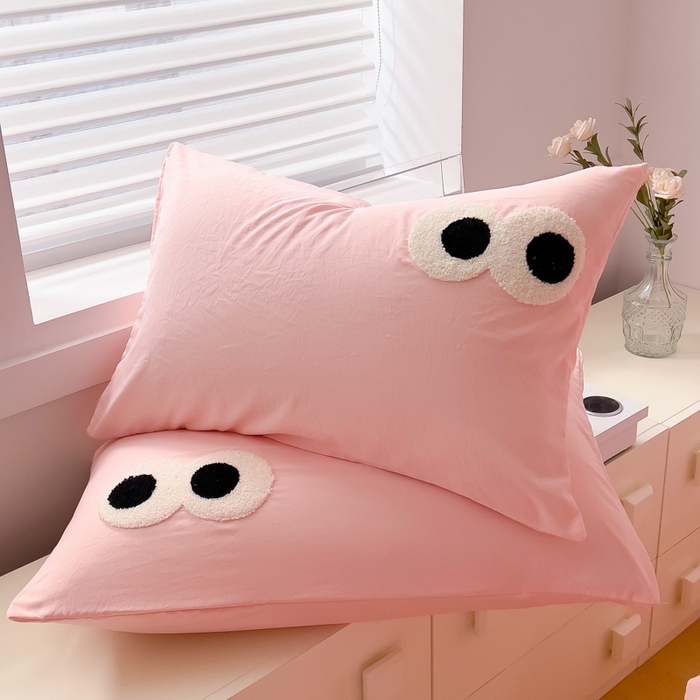 91家纺网 家纺一手货源 找家纺 梵克保罗 2024新款卡通水洗棉毛巾绣四件套 彩虹龙粉