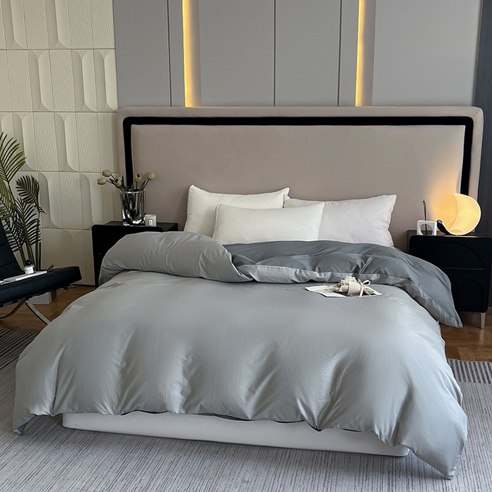 91家纺网 家纺一手货源 找家纺 澳梵2024新款60s全棉纯色单品被套 椰子灰-月岩灰