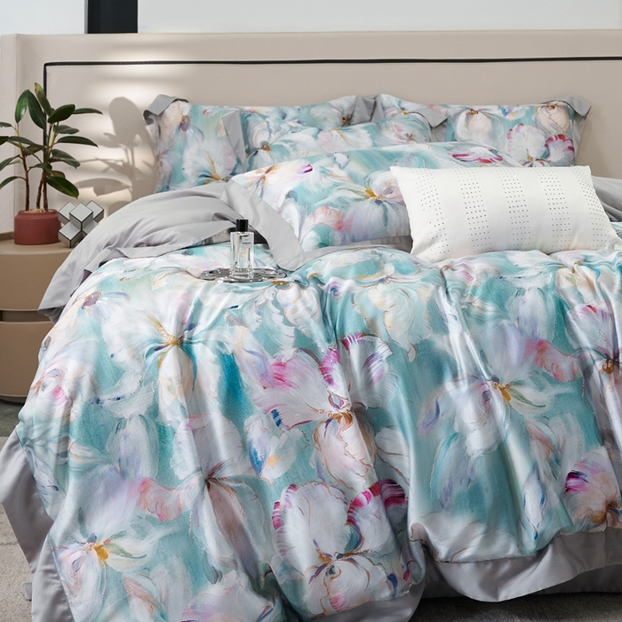 91家纺网 家纺一手货源 找家纺 榻尚家居 2024新款天丝棉数码印花四件套 水墨兰会员-20