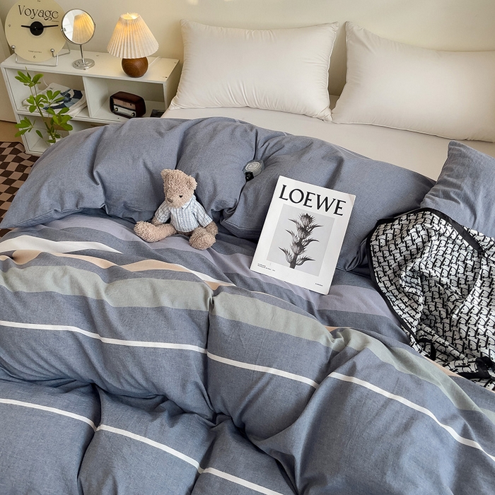 91家纺网 家纺一手货源 找家纺 大柏树 2025新款A类色织全棉水洗棉单品系列-单被套 流年灰