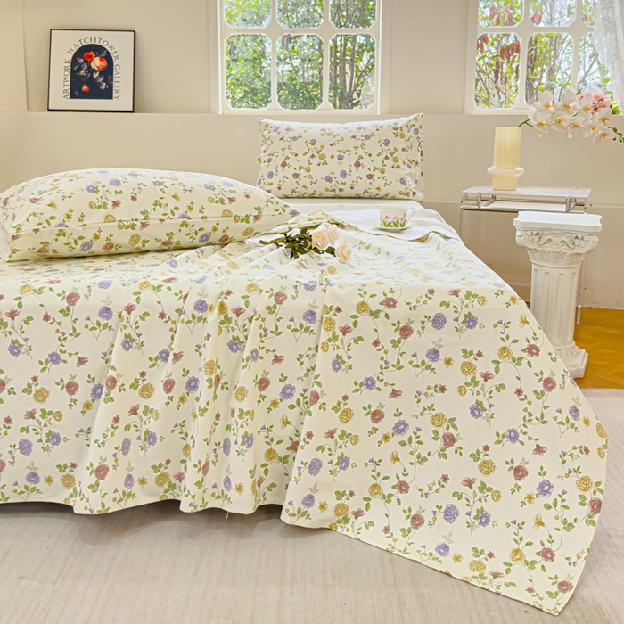 91家纺网 家纺一手货源 找家纺 金丝鸟 2024新款成人款A类全棉老粗布床单 花蔓