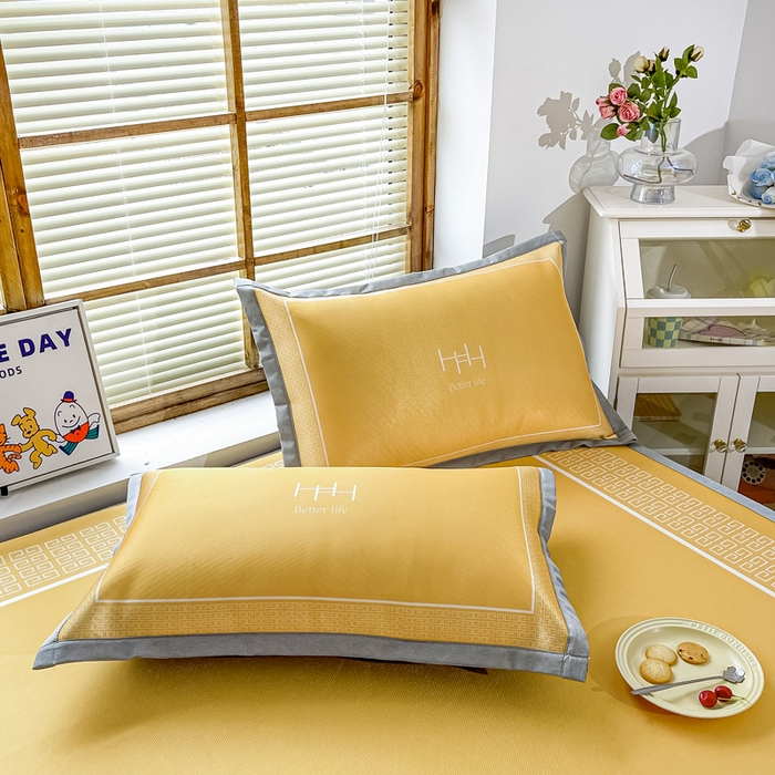 91家纺网 家纺一手货源 找家纺 栩裕纺织 2025款数码印花1200D碳光牛奶冰丝凉席 望金秋