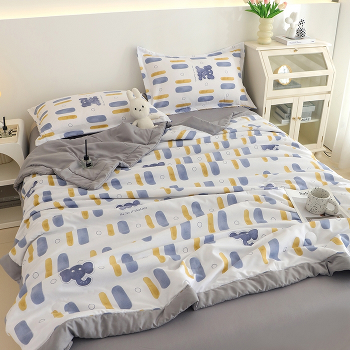 91家纺网 家纺一手货源 找家纺 优布加 2024新款水洗棉大豆被夏被大豆纤维空调被夏凉被 小象