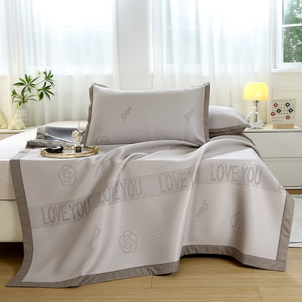 91家纺网 家纺一手货源 找家纺 青雅席业 2025新款抗菌提花凉感丝豆豆席-玫瑰花语系列 玫瑰花语-香槟