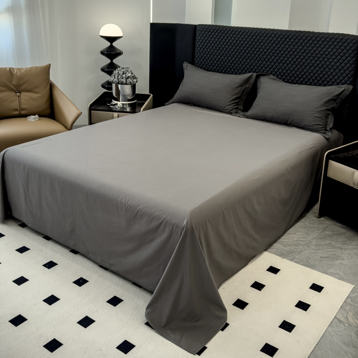 91家纺网 家纺一手货源 找家纺 金丝鸟家纺 2024新款全棉水洗棉提花四件套 水漾 黑灰