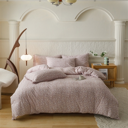 91家纺网 家纺一手货源 找家纺 瑞米家居 2024新款A类全棉针织棉四件套 夏树繁花-紫