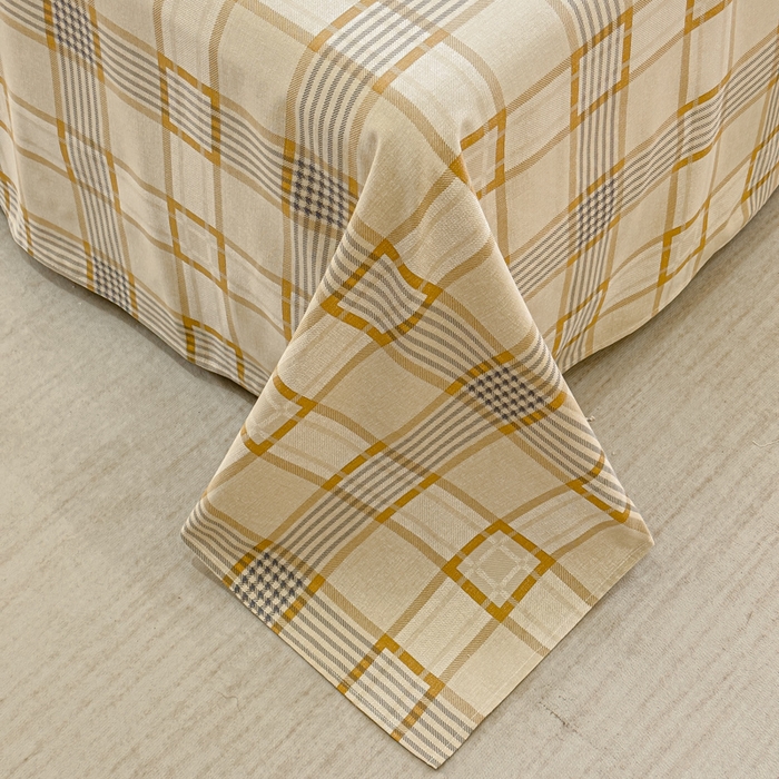 91家纺网 家纺一手货源 找家纺 金丝鸟 2024新款成人款A类全棉老粗布床单 咖小格