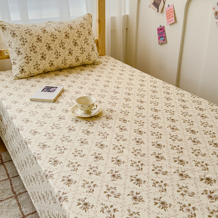 91家纺网 家纺一手货源 找家纺 金丝鸟 2024新款学生款A类全棉老粗布床单 蔷薇