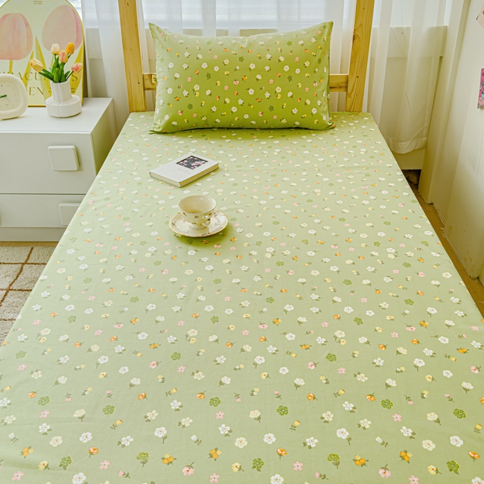 91家纺网 家纺一手货源 找家纺 金丝鸟 2024新款学生款A类全棉老粗布床单 花田