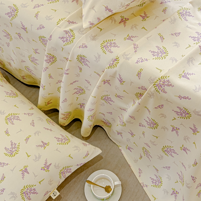 91家纺网 家纺一手货源 找家纺 金丝鸟 2024新款成人款A类全棉老粗布床单 薰衣草