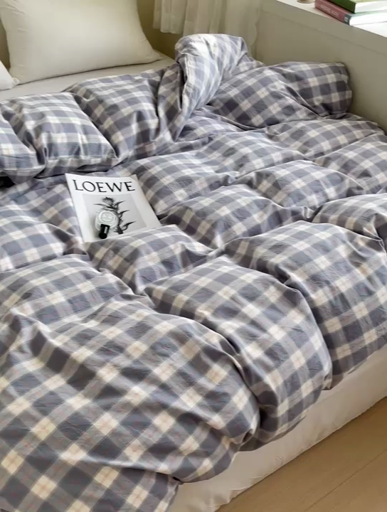 91家纺网 家纺一手货源 找家纺 大柏树 2025新款A类色织全棉水洗棉单品系列-单被套 简兮兰