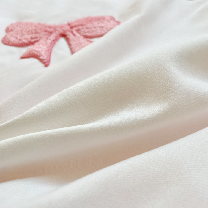 91家纺网 家纺一手货源 找家纺 沐慕 2024新款毛巾绣印花夏被四件套 蝴蝶结-白