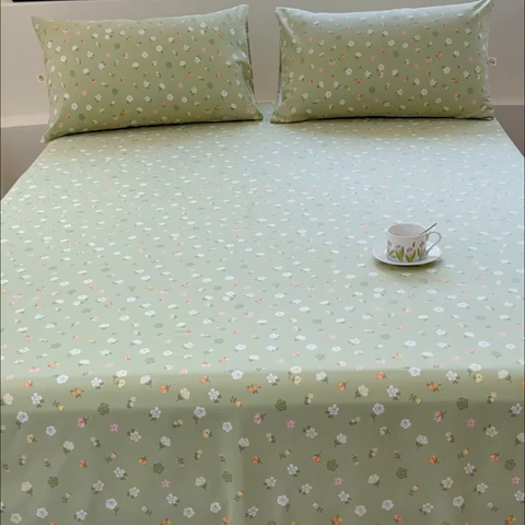 91家纺网 家纺一手货源 找家纺 金丝鸟 2024新款成人款A类全棉老粗布床单 花田