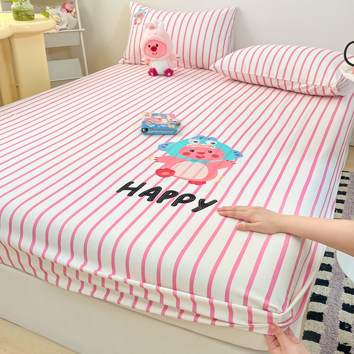 91家纺网 家纺一手货源 找家纺 雅居纺家纺 2024新款全棉绣花A类老粗布单品系列 老粗布-小海狸-粉