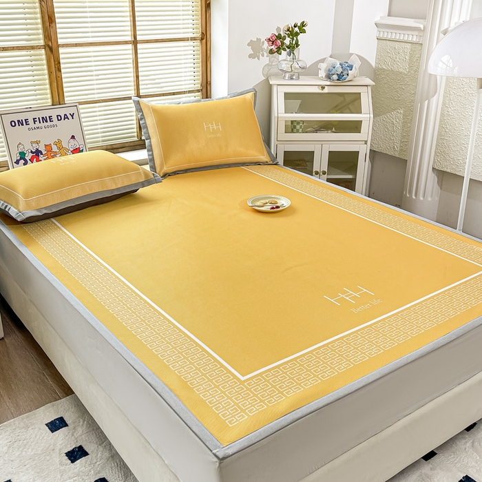 91家纺网 家纺一手货源 找家纺 栩裕纺织 2025款数码印花1200D碳光牛奶冰丝凉席 望金秋