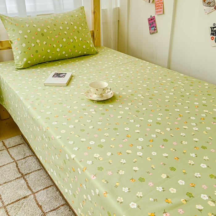 91家纺网 家纺一手货源 找家纺 金丝鸟 2024新款学生款A类全棉老粗布床单 花田