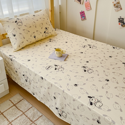 金丝鸟 2024新款学生款A类全棉老粗布床单 小白狗