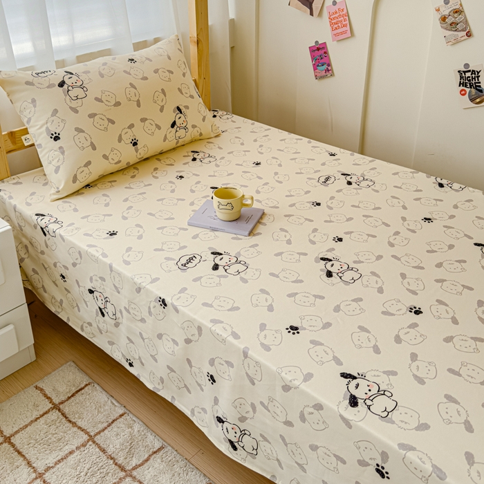 91家纺网 家纺一手货源 找家纺 金丝鸟 2024新款学生款A类全棉老粗布床单 小白狗