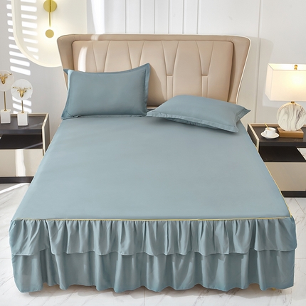 91家纺网 家纺一手货源 找家纺 （总）爱一个家 2024新款芦荟棉纯色单床裙