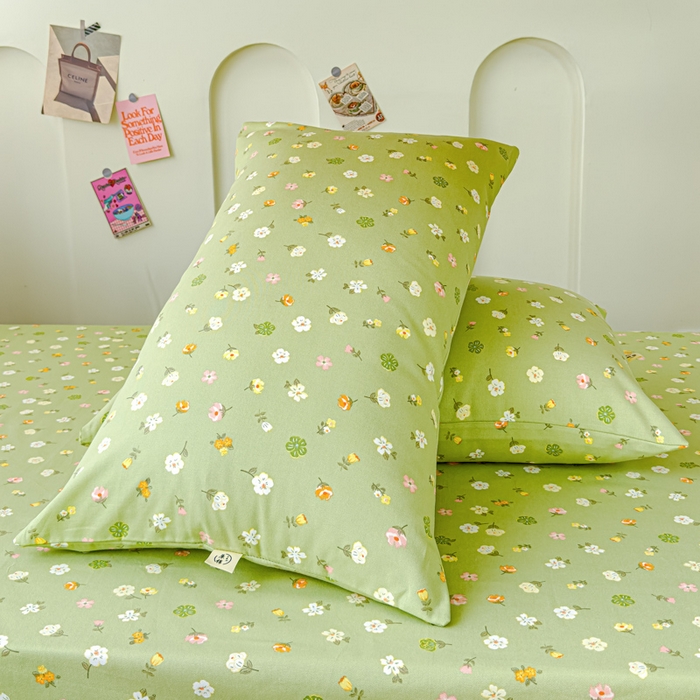 91家纺网 家纺一手货源 找家纺 金丝鸟 2024新款学生款A类全棉老粗布床单 花田