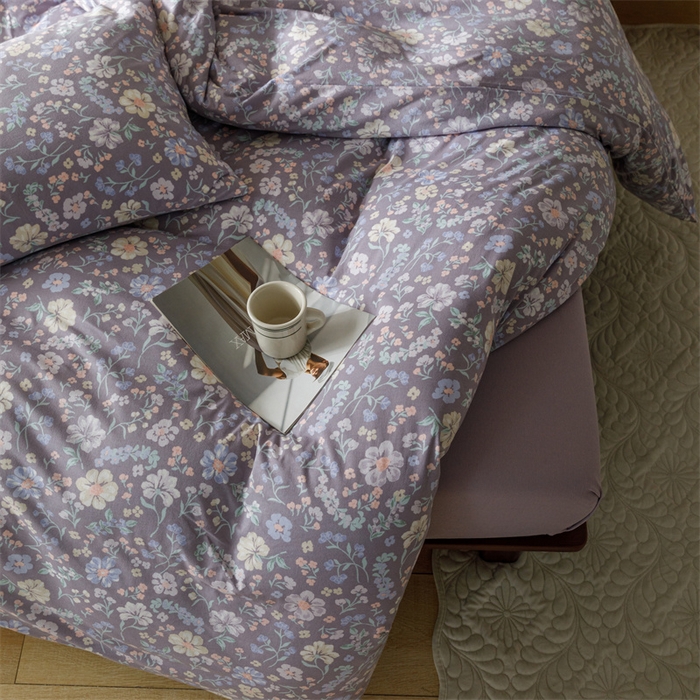 91家纺网 家纺一手货源 找家纺 瑞米家居 2024新款A类全棉针织棉四件套 繁花月夜