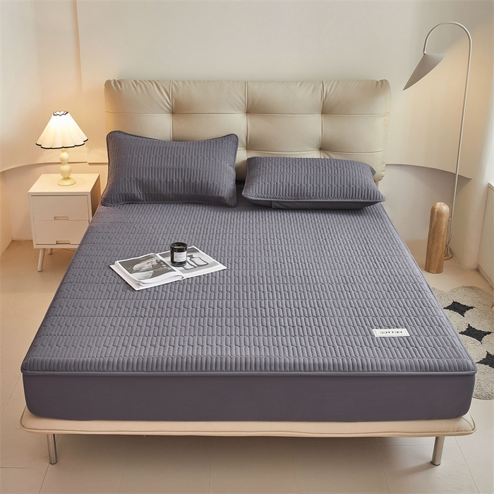 91家纺网 家纺一手货源 找家纺 3C 2024新款A类全棉水洗棉大豆夹棉床笠-初忆 初忆-星空灰