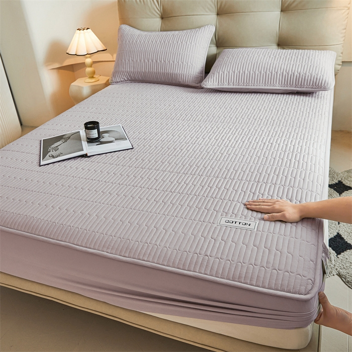 91家纺网 家纺一手货源 找家纺 3C 2024新款A类全棉水洗棉大豆夹棉床笠-初忆 初忆-香芋紫