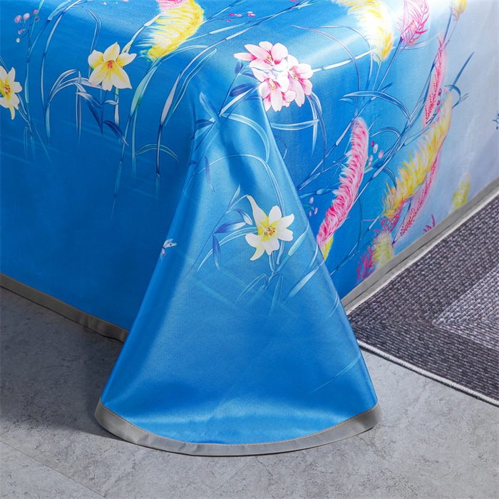 91家纺网 家纺一手货源 找家纺 梵克保罗 2024新款印花冰丝凉席套件-系列一 花间细语