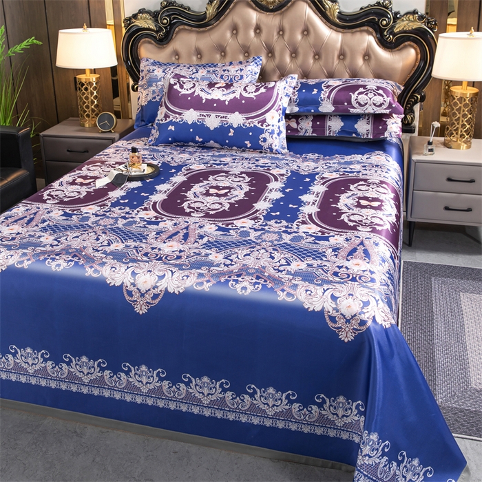 91家纺网 家纺一手货源 找家纺 梵克保罗 2024新款印花冰丝凉席套件-系列一 欧式风情